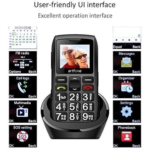 Téléphone Senior Portable - ARTFONE - artfone - Grandes Touches - Bouton SOS - 1400mAh Batterie