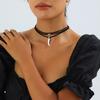 Vintage Crescent Moon Multi-layer Suede Choker Necklace