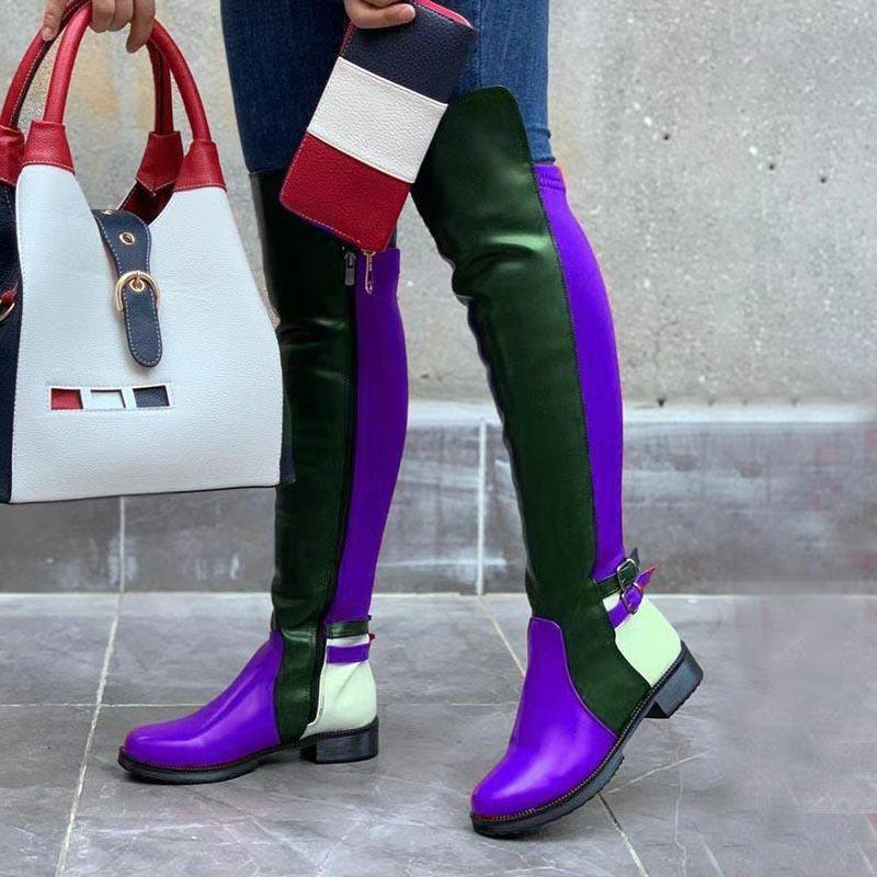 Color matching fashion  boots long boots knee boots