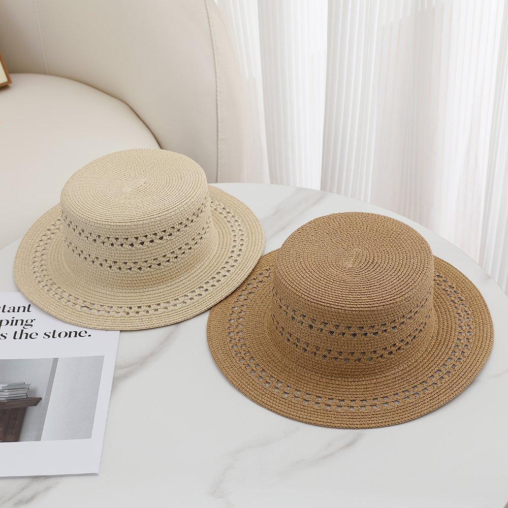 Spring and Summer New Outdoor Fashion Flat Top Straw Hat Female Internet Celebrity Live Broadcast Visor French Elegant Hat