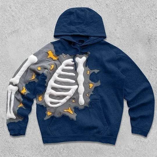 Europe, America 2025 American Graffiti Printing Men's and Women's Loose Casual Zipper Hooded Sweater Trendy Brand