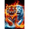 Lions And Tigers DIY Partial AB Full Round Drill Diamonds Dots Gem Art Kits for Adults Home Decor Diamond Dots Paintings 55x85cm