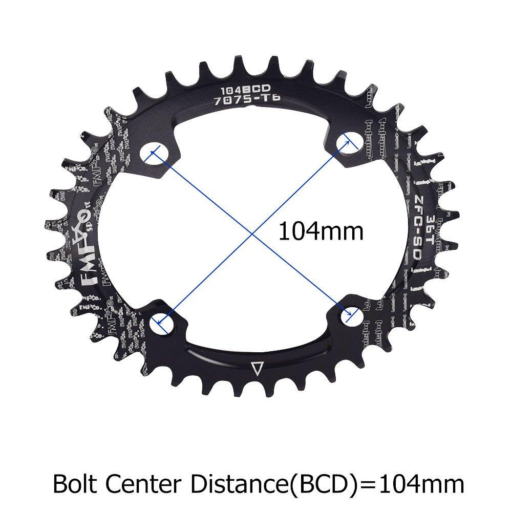 UPANBIKE Narrow Wide Oval Single Bicycle Chainring 104mm BCD 36T