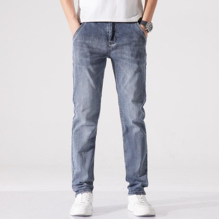 Spring and Summer New Men's Slim Straight Retro Stretch Jeans Trousers Men