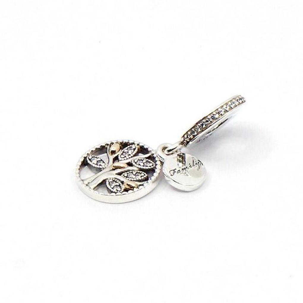 Pandora Family Heritage Tree Combo Pendant and Dangle Silver Charm 791728CZ