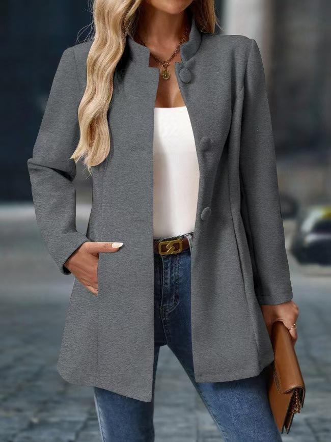 Women's Casual Turtleneck Long Woolen Coat Foreign Trade Autumn and Winter New Coat