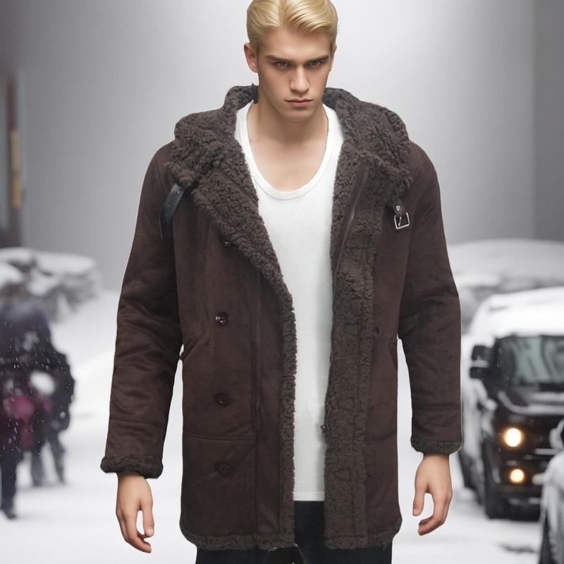 Winter new suede men's coat fur integrated thick coat lamb wool cold resistance