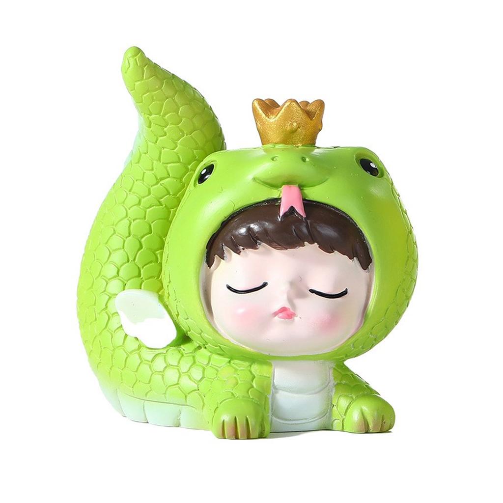 Cartoon Snake Baby Figurine Statue Cake Toppers Decoration Chinese Zodiacs Theme Party Accessories Resins Ornament