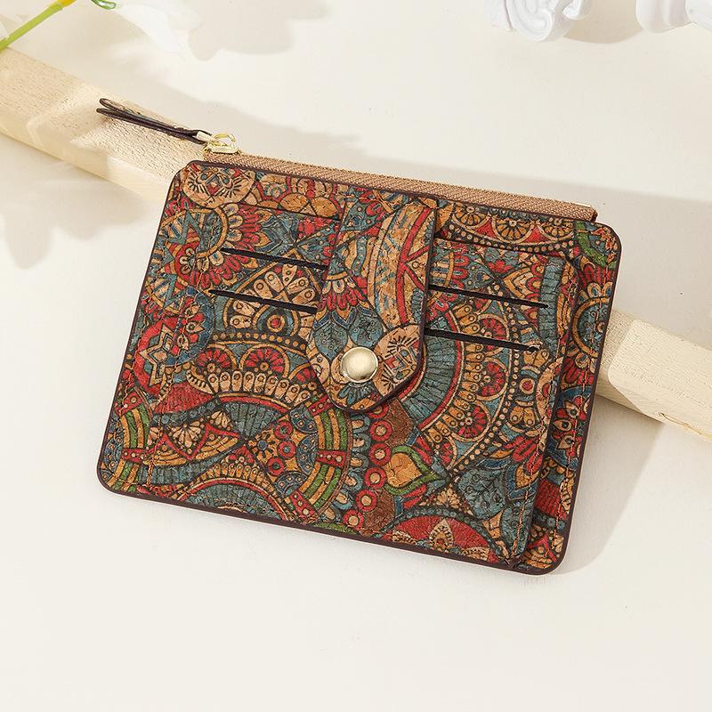 Retro Exquisite Multi-card Card Bag Portuguese Cork Ultra-thin and Ultra-light Zipper Small Wallet Change Bag