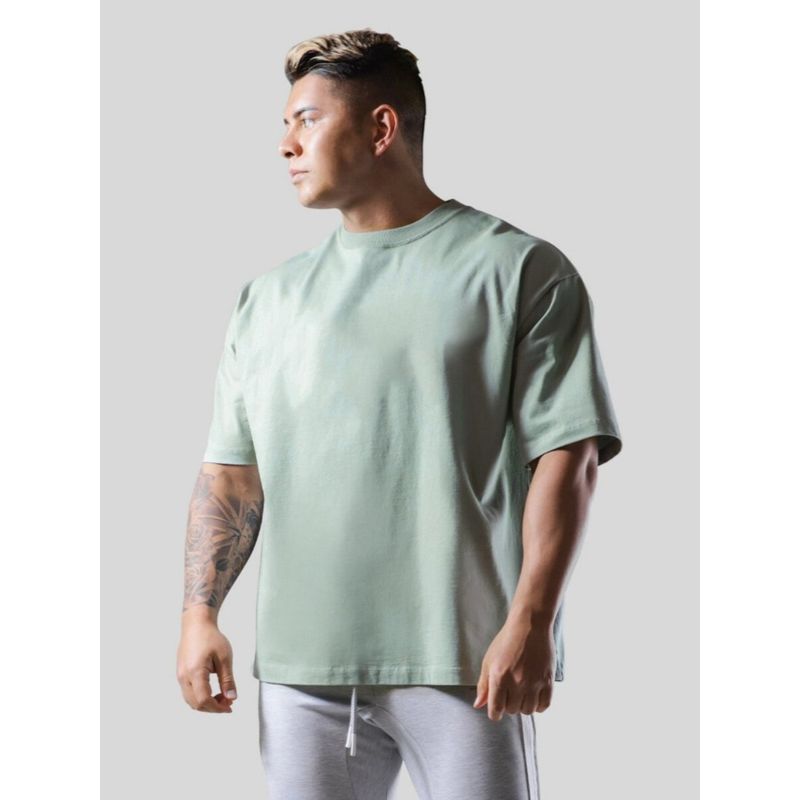Heavy Weight Pure Cotton round Neck T-Shirt Men Fashion Loose Plus Size Pure Color Fitness Clothes Breathable Summer Sports Short Sleeve