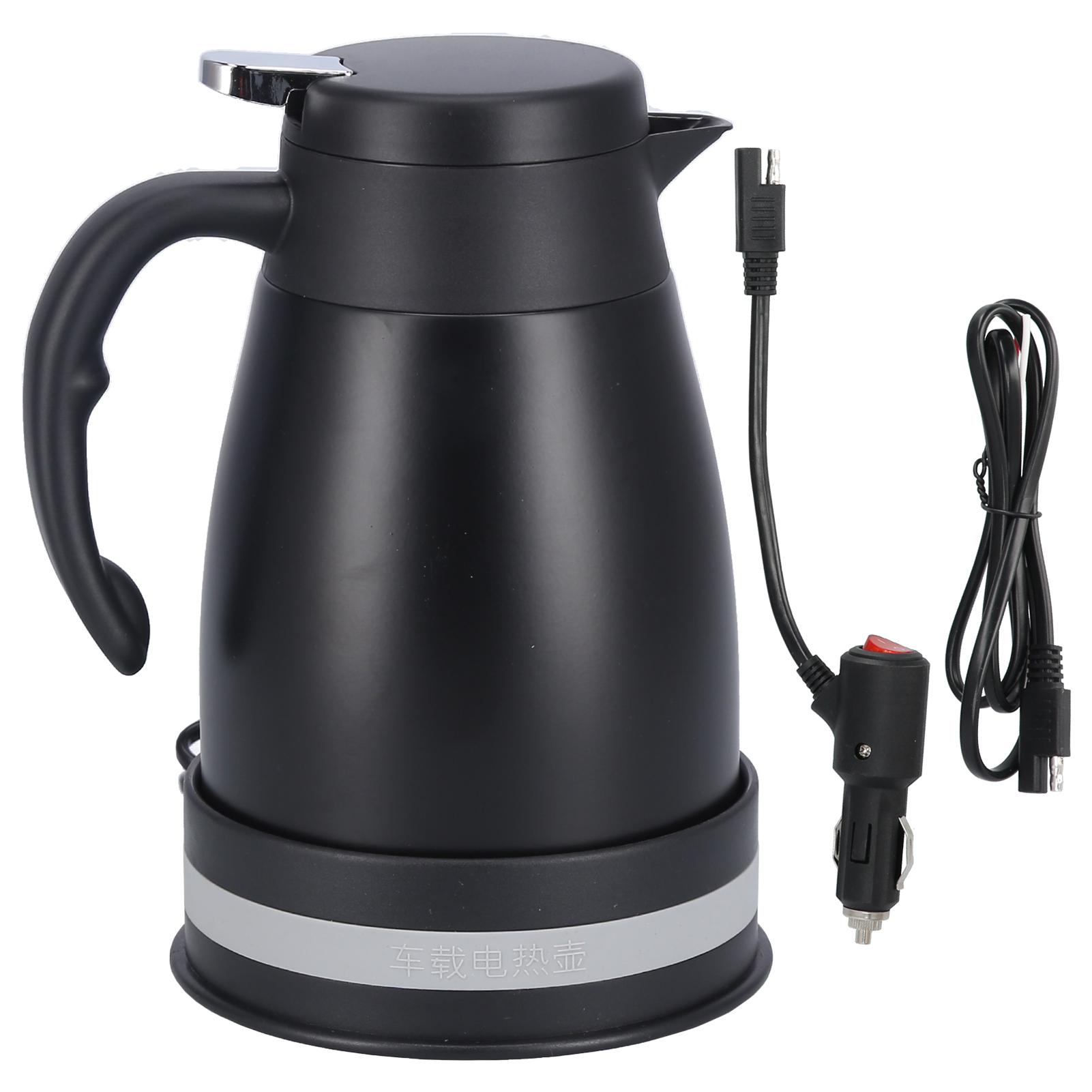 24V 1200ml Water Kettle with Base Stainless Steel Electric Kettle for Car Travel Use