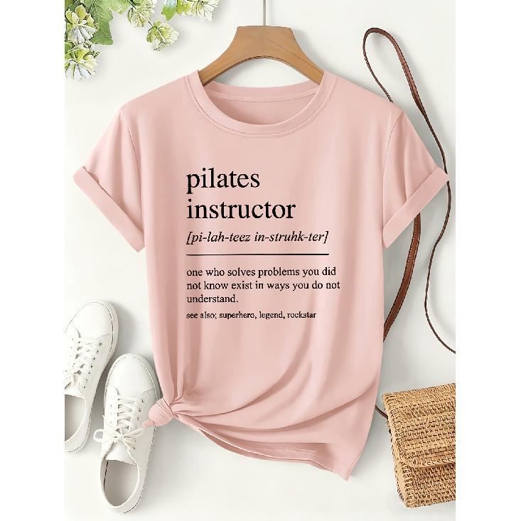 Pilates Instructor Funny Definition Print for Women T Shirt 2026 Funny Style Short-sleeve Shirts for Spring and Summer Teaching Everyday Wear of