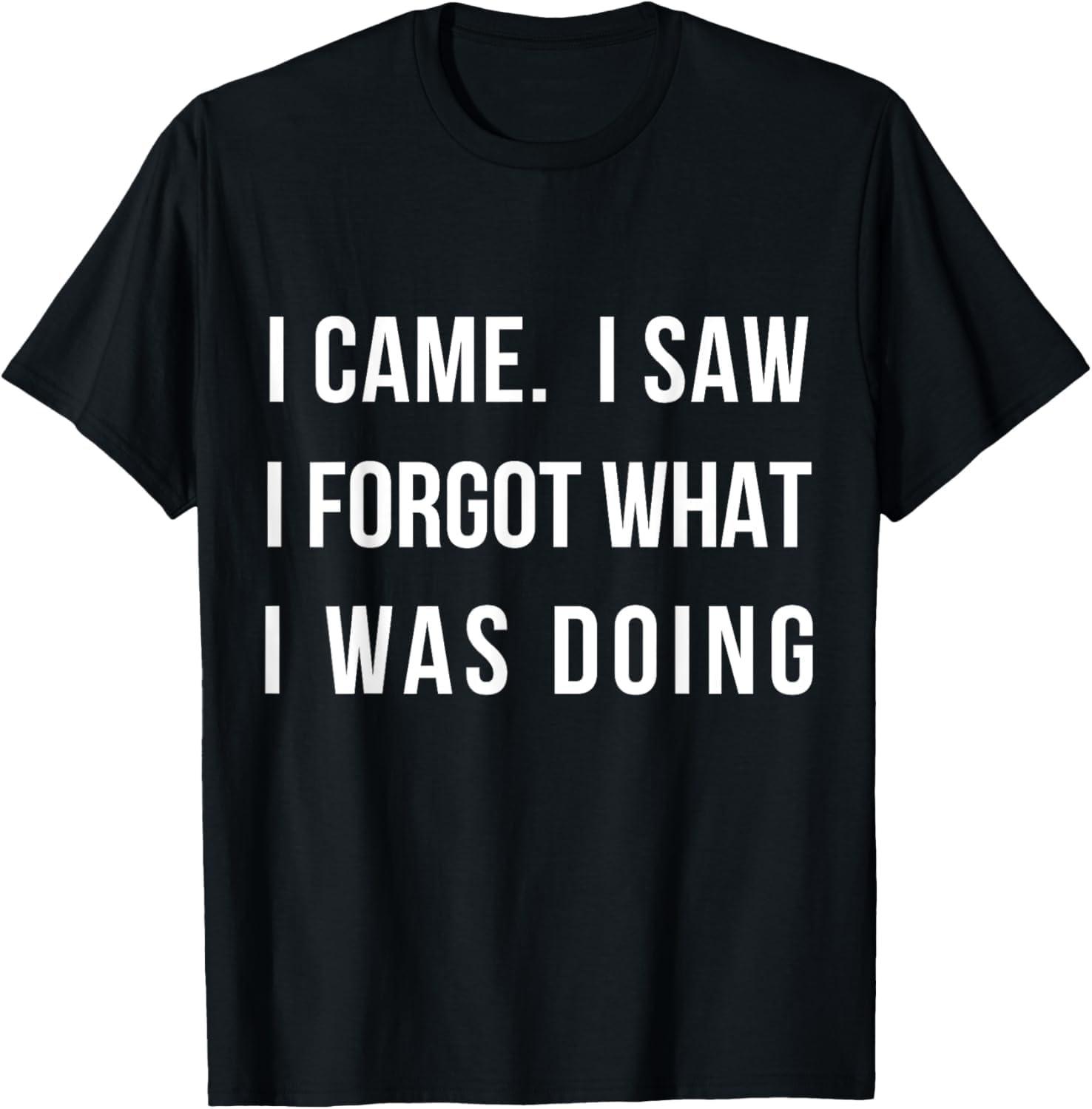 Pertmunsv I Came I Saw I Forgot What I was Doing Sarcastic Tee T-Shirt S