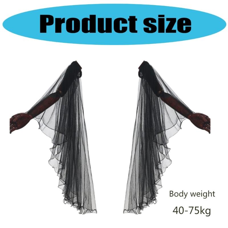 Luvas Longas de Tule Vitorianas Femininas Góticas Preto/Branco Chiffon Mangas Removíveis Vampiros Bruxa Fantasia Cosplay Presentes