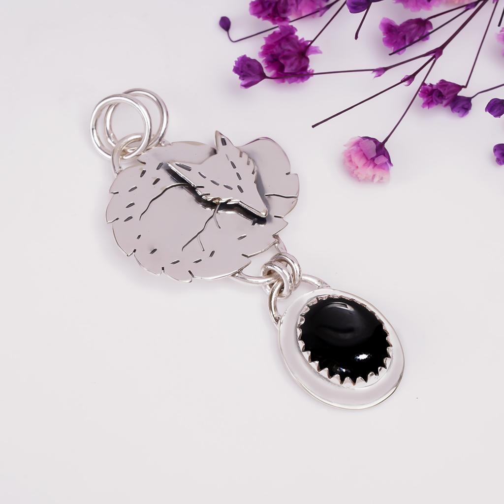 Black Onyx - Brazil Gemstone 925 Sterling Silver Pendant V8975, Black Pendant, Oval Pendant, Valentin's Day Gift, Gift For Her, Birthday Gift, Handmad