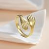 Huitan Noble Hand Hug Opening Rings For Women Glossy Charming Adjustable Accessories For Party Exquisite Warming Elegant Jewelry