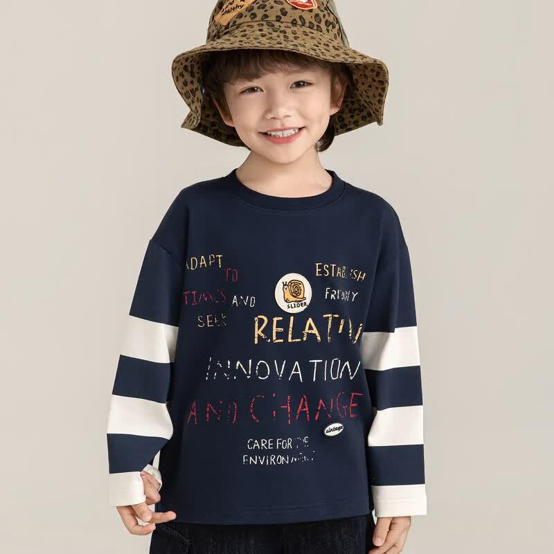 YouYou Boys  Striped Letter Print Long Sleeve T-Shirt 130 cm