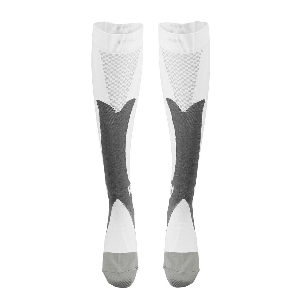 Sports Compression Socks Breathable Muscle Shock Absorption White 1 Pair Athletic Compression Socks for Men Women XXL