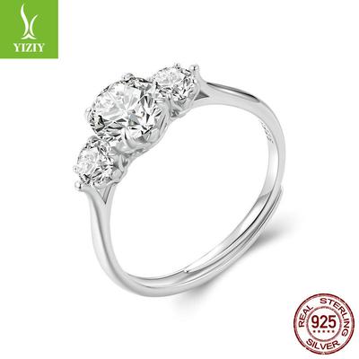 Romantischer Ein-Karat Verstellbarer Ring Ehering, Funkelnder S925 Sterlingsilber Schmuck