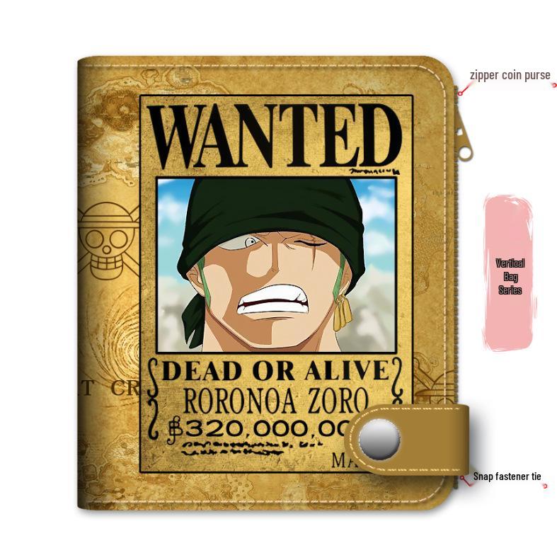 Portmonetka na monety i etui na karty zapinane na zamek błyskawiczny z motywem One Piece