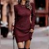 Autumn and Winter Long Sleeve Slim Fit Sexy Knitted Dress Women Fashion Round Neck Elegant Sweater Dress Woman High Waist Vintage Casual Dresses 25125