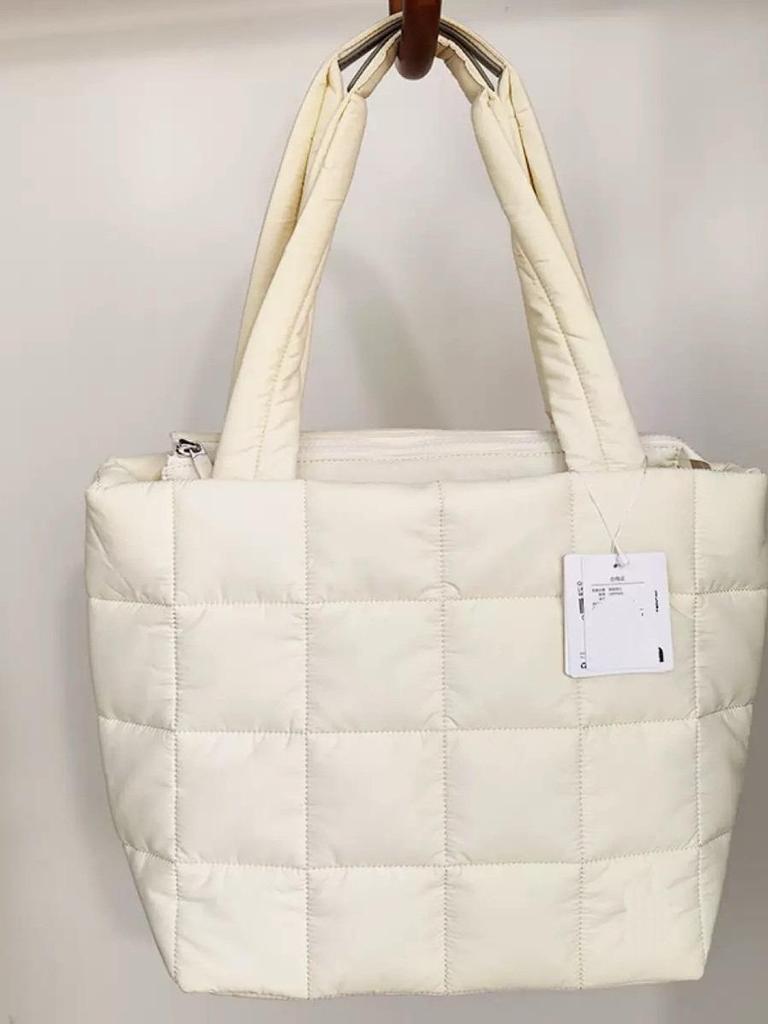 2025 A/W Tote Puffer Grande Matelassê Diamante 12L: Bolsa de Mão de Ombro Único