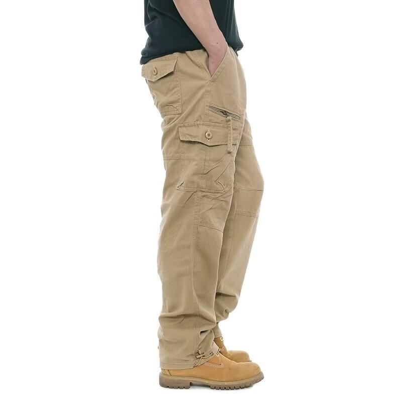 Men's Loose Fit Multi-Pocket Camouflage Cargo Pants - Wear-Resistant, All-Cotton, Casual Spring/Autumn Trend.