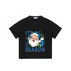Christmas T-Shirt Black Santa Claus With It's The Season Text And Holiday Decorations For Festive Season