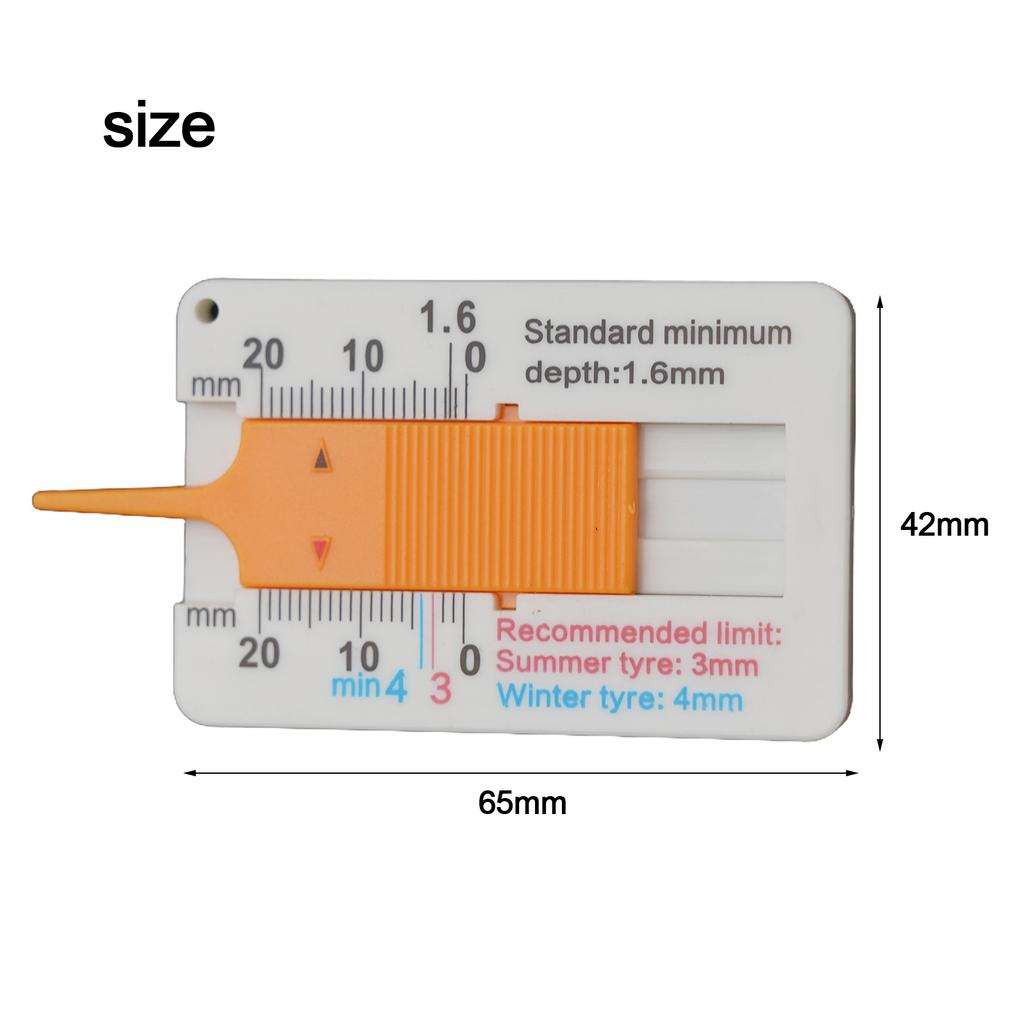 1pc Plastic Tire Tread Ruler 0-20MM Vernier Depth Caliper Tire Tread Depth Ruler Portable Tire Tread Depth Gauge Tyre Tread Tool
