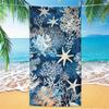 Beautiful Coral Reef Beach Towel, Blue & White Ocean Theme, Ideal for Relaxing by the Water or Poolside