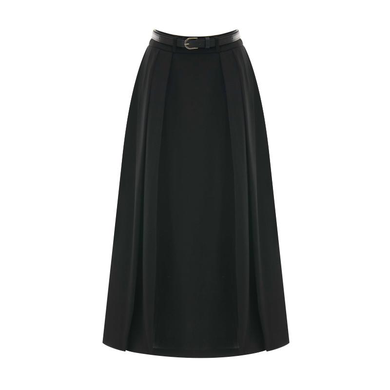 TVIEW Feminine Belted Pintuck Flare Skirt_V6A-Csk029