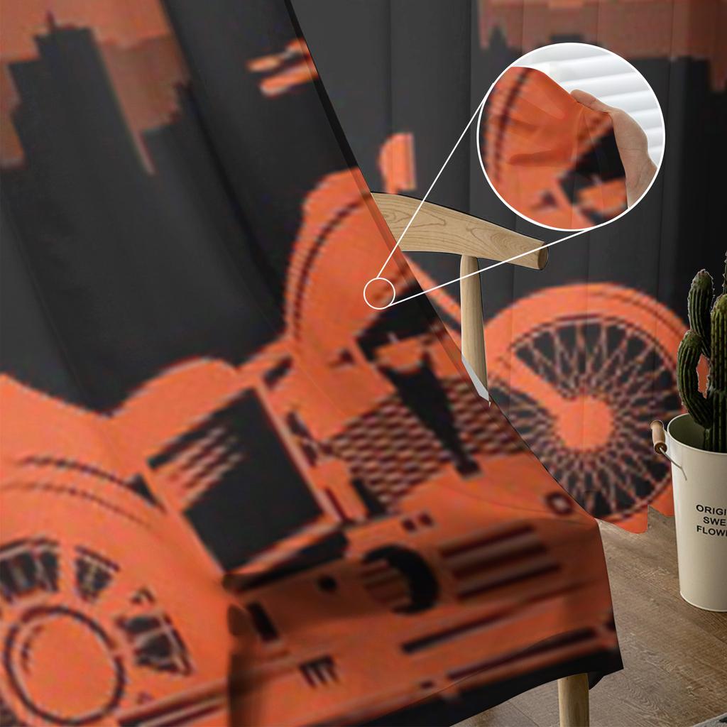 Motocykl I Panorama Miasta Przezroczysta Zasłona Do Salonu Sypialni Zasłony Woalowe Na Okno Zasłony Organzowe Dekoracje Tiulowe Na Przyjęcie