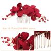 Romantic Wedding Crystal Hair Combs Red Flower Hair Pin  Bridesmaid Tiara Bridal Clips