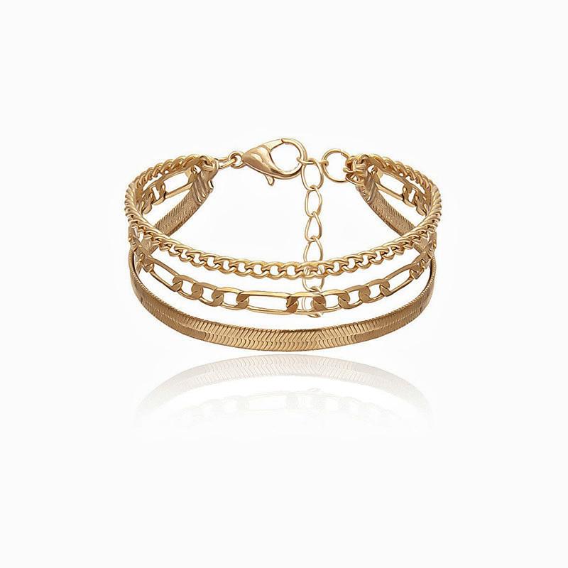 Retro Cold Wind Snake Bone Chain Jewelry Women, Geometric Personality Multi-layer Alloy Chain Bracelet