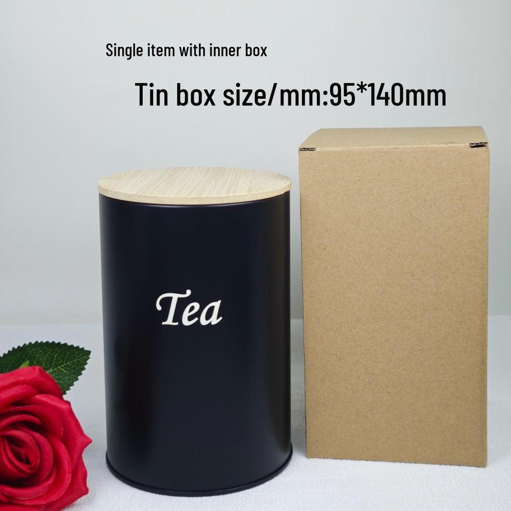 Eco-friendly Round Iron Can with Bamboo Lid for Coffee, Tea, or Sugar Storage