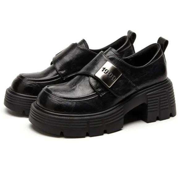 Zhike~ Platform Loafers Women's 2025 New Spring and Autumn British Style Small Leather Shoes One Pedal Ankola Red Shoes