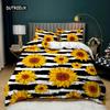 Sunflower Duvet Cover Set King Size 3D Sunflower Butterfly Nature Bedding Set Botanical Plants Novelty Polyester Comforter Cover