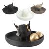 8.8*6cm Suporte de Anel Vaca das Terras Altas Rack de Joias Mini Prato de Anel Estátua de Gado de Plástico Suporte Decoração de Casamento Aniversário Noivado