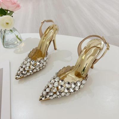 Mode Design Stijl Kristal Diamant Gesp Band Dames Pumps Mode Puntige Neus Dunne Hoge Hakken Banket Jurk Schoenen