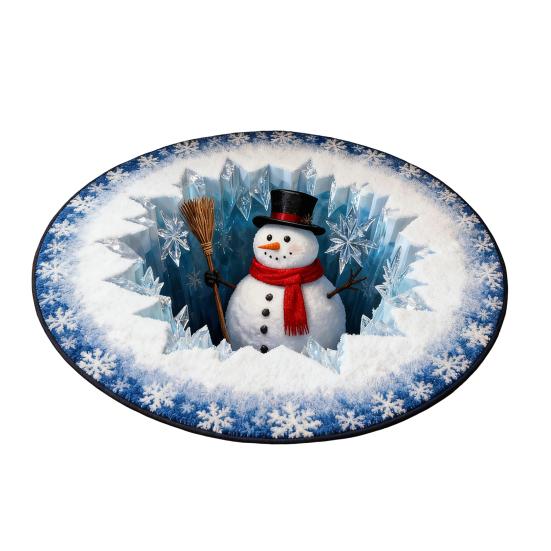 Christmas Santa Gnome Quilted Round Mat Festive Area Rug Non-Slip Backing Door Mat Living Room Bathroom Kitchen Absorbent Mat