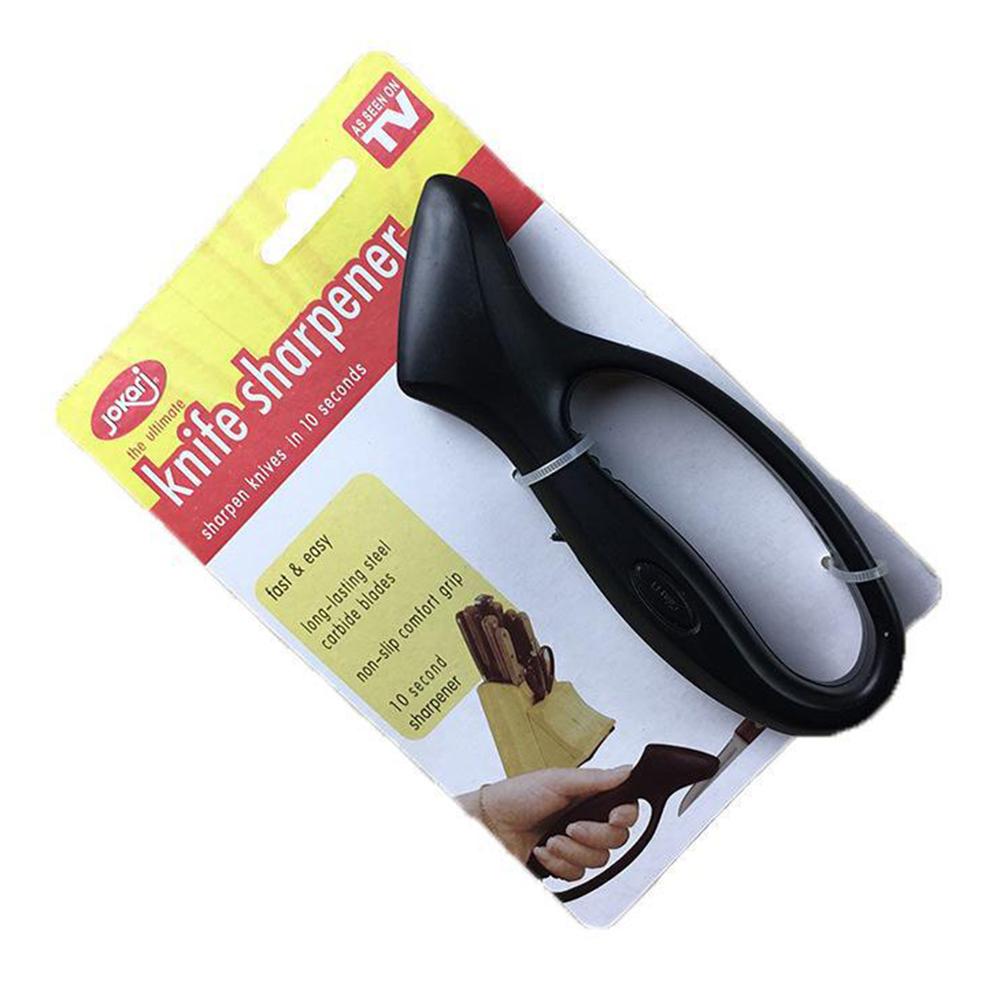 

Точилка для кухонных ножей, ножей для фруктов и стальных ножей, ножниц, ручная, с нескользящим основанием, стальное карбидное лезвие One Size чёрный
