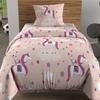 Parure housse de couette 140x200 cm LICORNES rose, 100% coton 57 fils/cm2, par Soleil d'Ocre