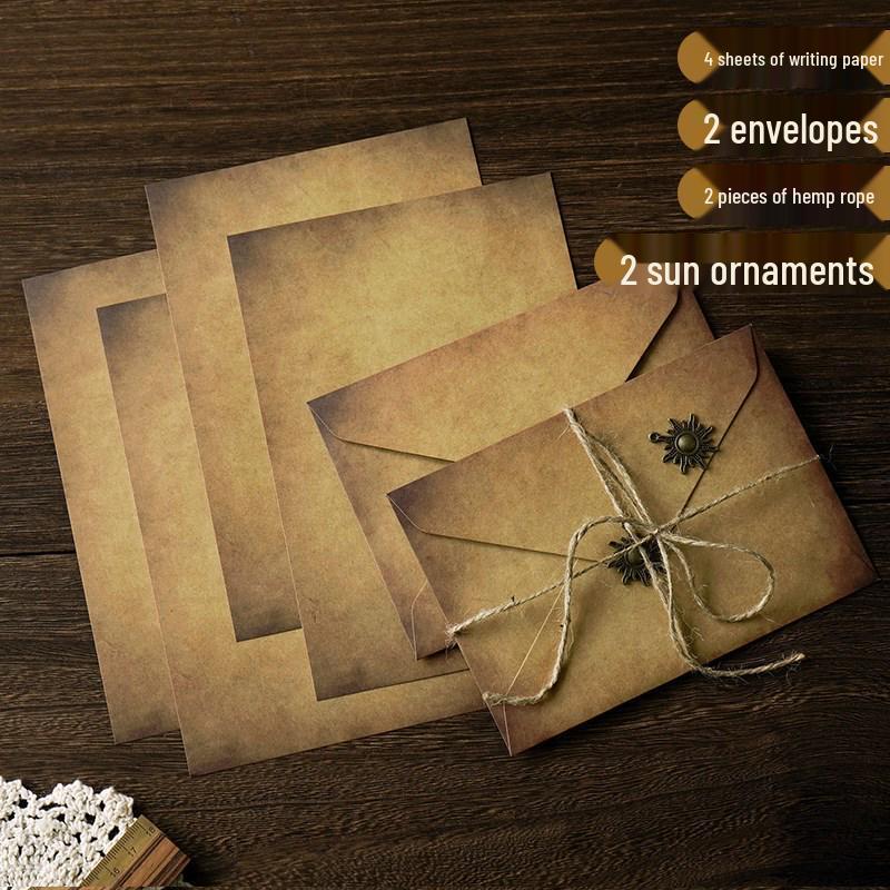 

Ностальгический набор для любовных писем формата А5 из крафтовой бумаги с украшением из пеньковой веревки