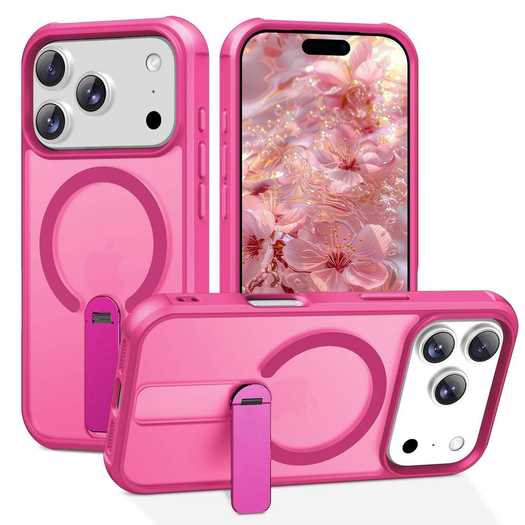 Magnetic Slim Case for iPhone 17 Pro Max/Air Invisible Kickstand Anti-Slip Shockproof Translucent Phone Cover with Strong Magnet