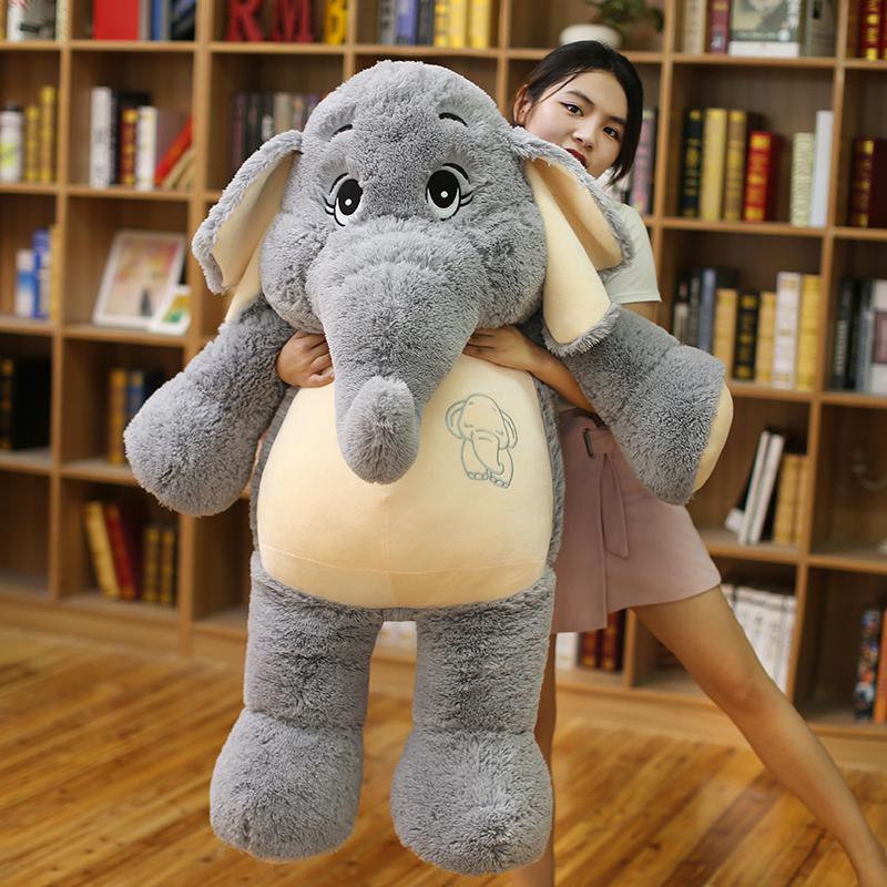 Giant Plush Elephant Toys Grey Stuffed Big Flappy Ears Long Plush Elephant Animal Toys for Christmas Gift