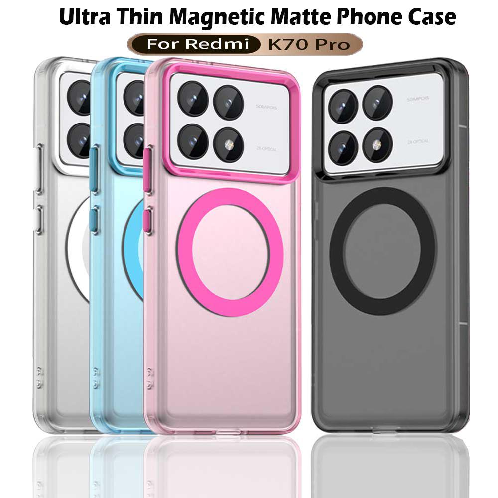 Magsafe Matte Phone Case For Xiaomi Redmi K70 K70 Ultra K70 Pro K70E Magnetic Wireless Charging Shockproof Back Cover
