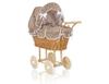 Tall Wicker Doll Stroller with Brown Bedding and Lining - Natural