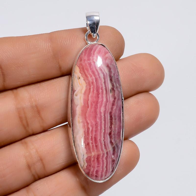 

Excellent Top Grade Qualite 100% Natural Rhodochrosite Oval Shape Ethnic Style Handmade Jewelry 925 Steling Silver Pendant 2.1 WSJ-5049 2.1