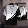 Herren Sommer Laufset Sport T-Shirt + Kurze Hose Freizeit Übergröße Zweiteiliges Set