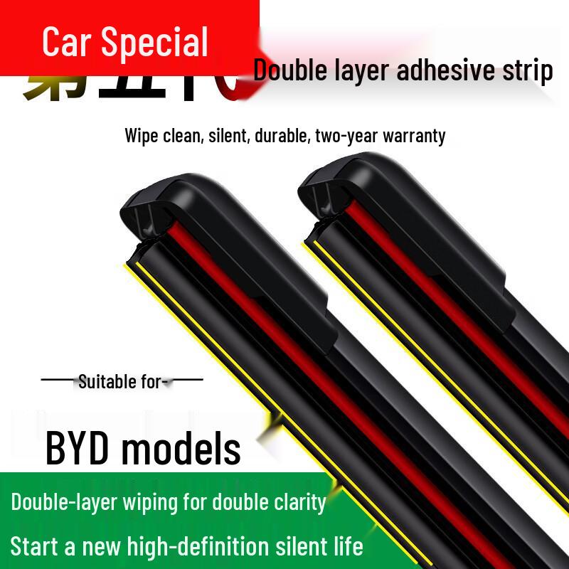Frameless Silent Wiper for BYD Tang Fuel Models 18-20 with Double-Sided Tape BYD Tang 15-16 Front Pair